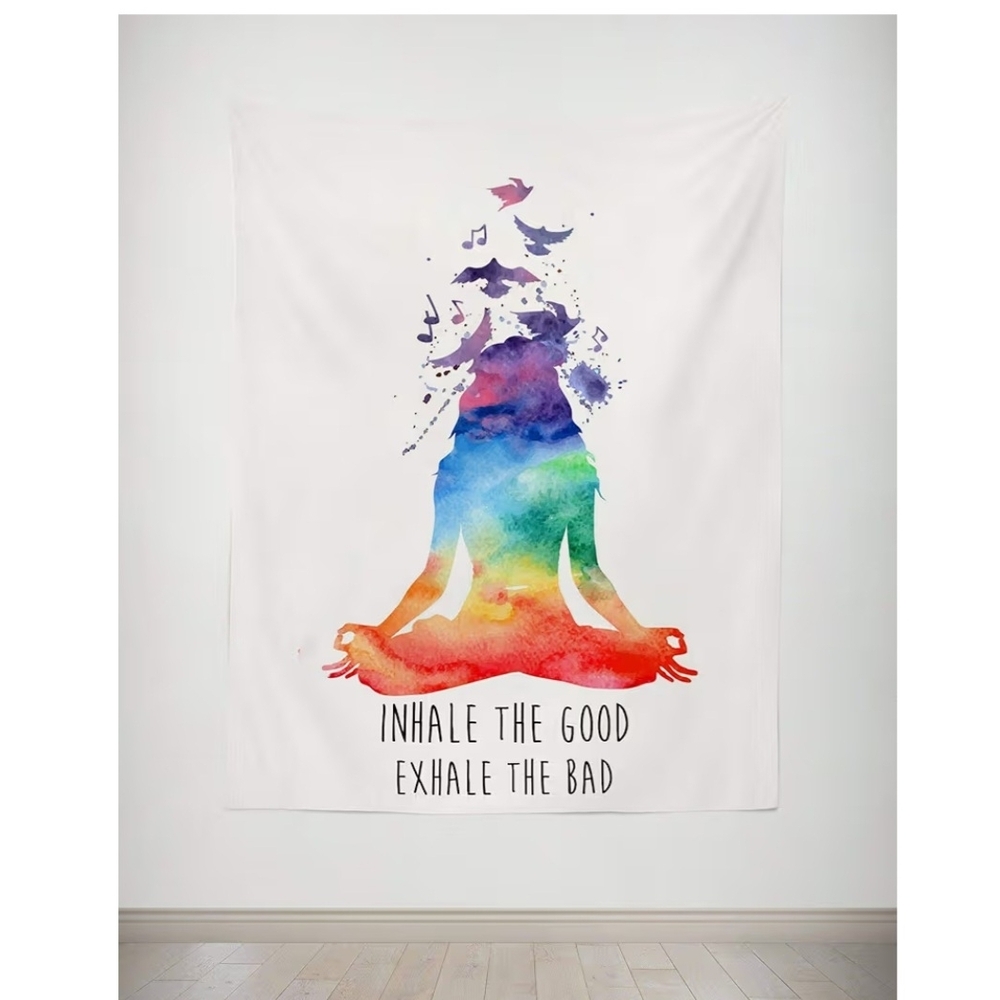 Rainbow Meditation Silhouette Tapestry